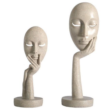 Abstract Character Mask Sculpture | Contemporary Resin Art - BS035 - White 001 - 