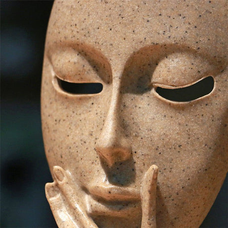 Abstract Character Mask Sculpture | Contemporary Resin Art - BS035 - White 001 - 