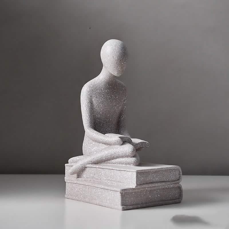 Abstract Couple Statue of Love – Modern Nordic Resin Sculpture for Living Room Decoration & Romantic Home Décor - Grey - reading - 