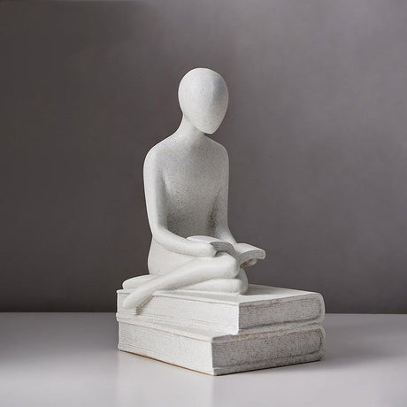 Abstract Couple Statue of Love – Modern Nordic Resin Sculpture for Living Room Decoration & Romantic Home Décor - White - reading - 