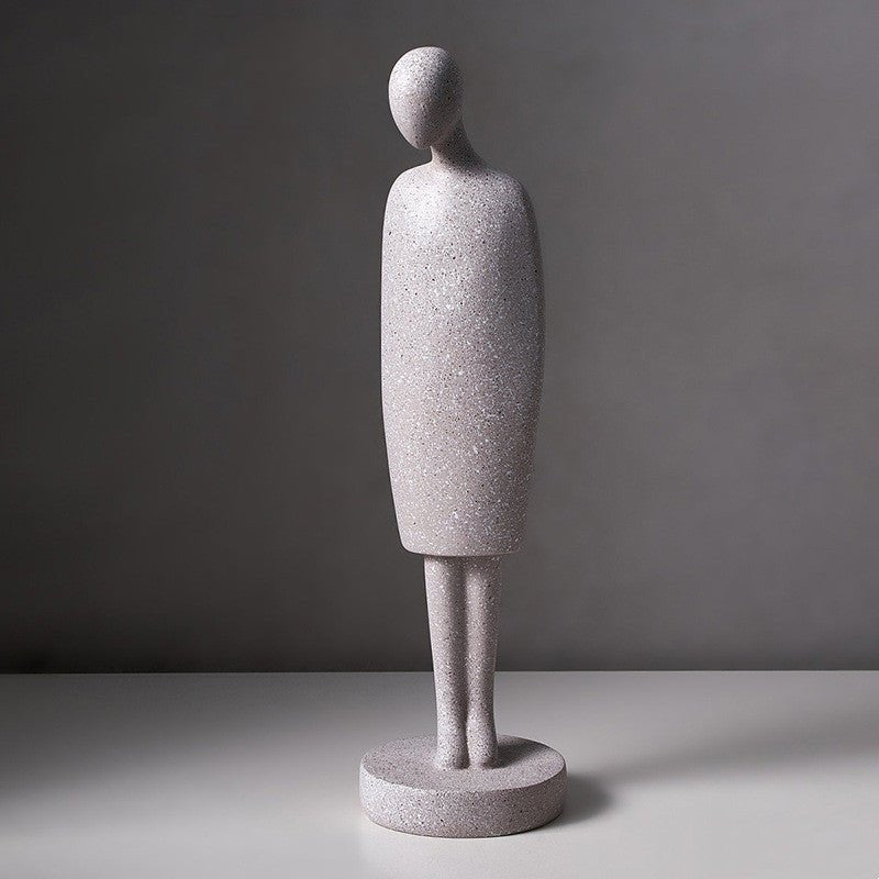 Abstract Couple Statue of Love – Modern Nordic Resin Sculpture for Living Room Decoration & Romantic Home Décor - Grey - stand - 