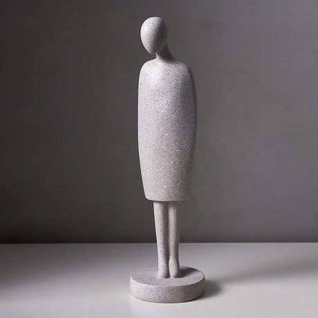 Abstract Couple Statue of Love – Modern Nordic Resin Sculpture for Living Room Decoration & Romantic Home Décor - Grey - stand - 