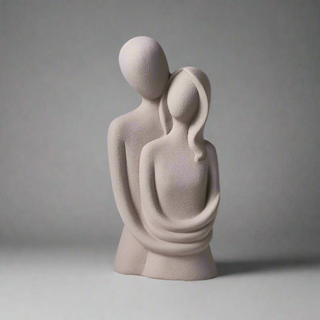 Abstract Couple Statue of Love – Modern Nordic Resin Sculpture for Living Room Decoration & Romantic Home Décor - Green - Small - 