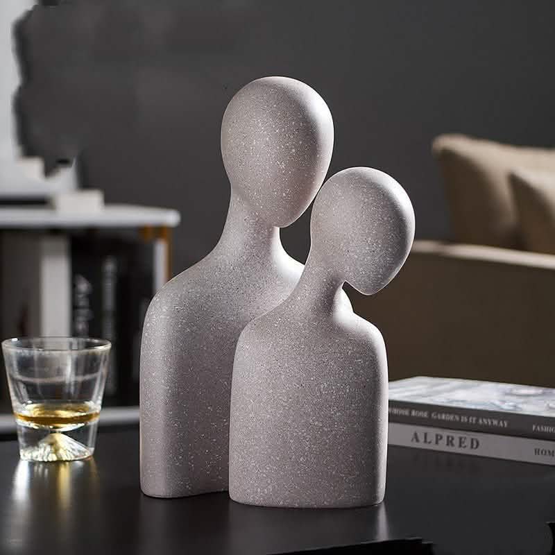 Abstract Couple Statue of Love – Modern Nordic Resin Sculpture for Living Room Decoration & Romantic Home Décor - Green - Small - 