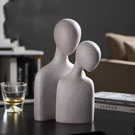 Abstract Couple Statue of Love – Modern Nordic Resin Sculpture for Living Room Decoration & Romantic Home Décor - Green - Small - 