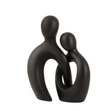 Abstract Cross Couple Resin Sculpture – Modern Minimalist Character Art - Modern Black Unity - 