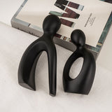 Abstract Cross Couple Resin Sculpture – Modern Minimalist Character Art - Modern Black Unity - 