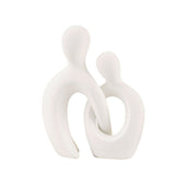 Abstract Cross Couple Resin Sculpture – Modern Minimalist Character Art - Classic White Harmony - 
