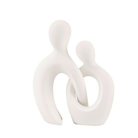 Abstract Cross Couple Resin Sculpture – Modern Minimalist Character Art - Classic White Harmony - 
