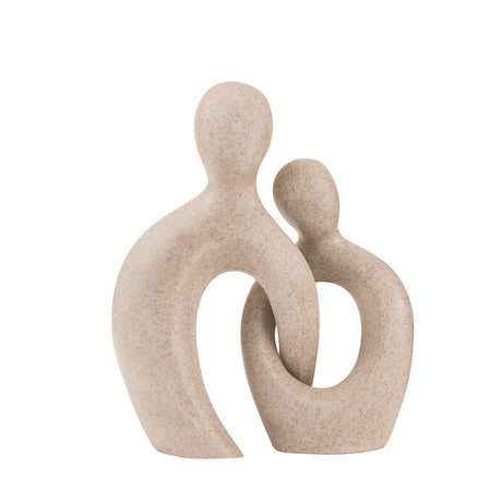 Abstract Cross Couple Resin Sculpture – Modern Minimalist Character Art - Eternal Sandstone - 