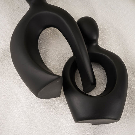Abstract Cross Couple Resin Sculpture – Modern Minimalist Character Art - Modern Black Unity - 