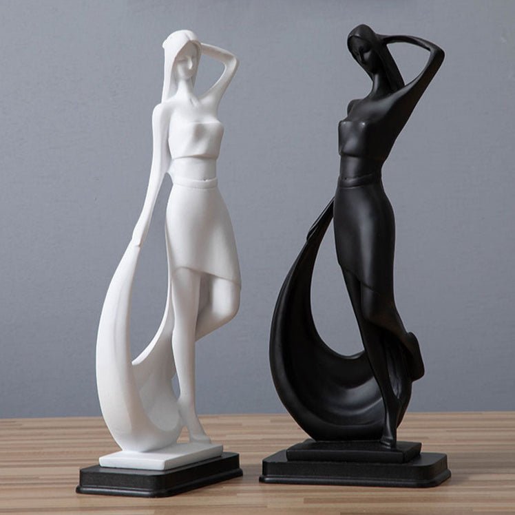 Abstract Dancer Sculpture – Modern Minimalist Resin Art Décor - black - 