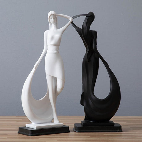 Abstract Dancer Sculpture – Modern Minimalist Resin Art Décor - black - 
