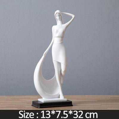 Abstract Dancer Sculpture – Modern Minimalist Resin Art Décor - white - 