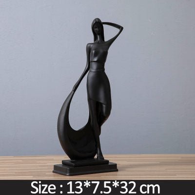 Abstract Dancer Sculpture – Modern Minimalist Resin Art Décor - black - 