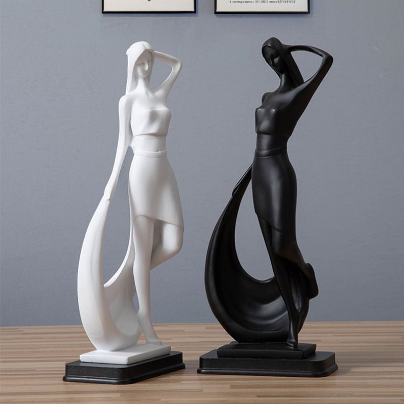 Abstract Dancer Sculpture – Modern Minimalist Resin Art Décor - black - 