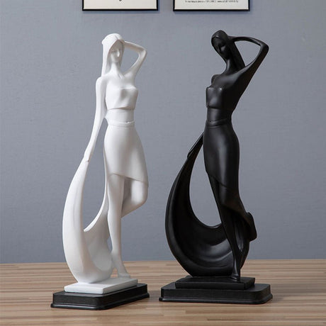 Abstract Dancer Sculpture – Modern Minimalist Resin Art Décor - black - 