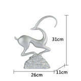 Abstract Deer Resin Sculptures – Modern Electroplated Ornaments (Singles & Pairs) - Single Antique Silver - 