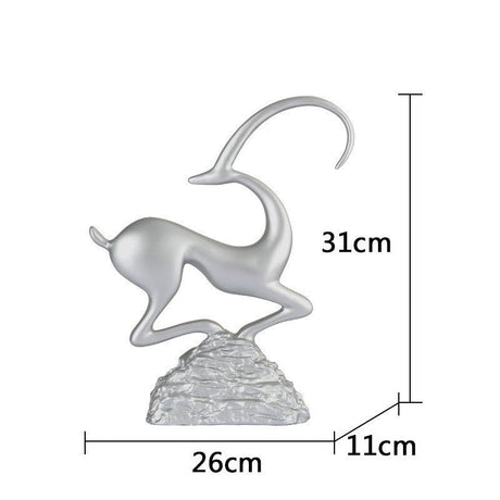 Abstract Deer Resin Sculptures – Modern Electroplated Ornaments (Singles & Pairs) - Single Antique Silver - 