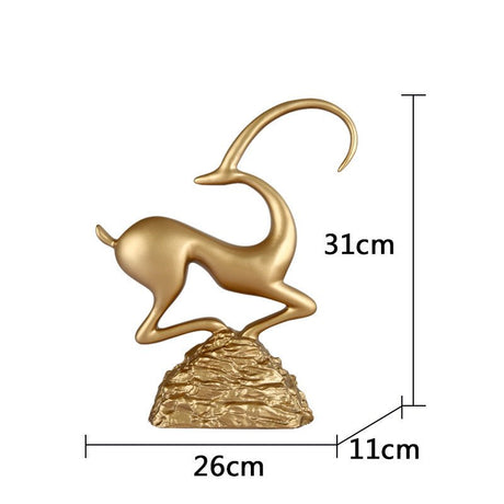 Abstract Deer Resin Sculptures – Modern Electroplated Ornaments (Singles & Pairs) - Single Antique Gold - 