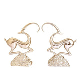 Abstract Deer Resin Sculptures – Modern Electroplated Ornaments (Singles & Pairs) - Pair of Rose Gold - 