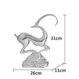 Abstract Deer Resin Sculptures – Modern Electroplated Ornaments (Singles & Pairs) - Single Elegant Silver - 