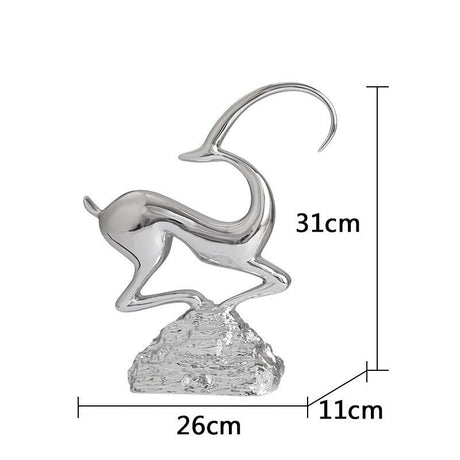 Abstract Deer Resin Sculptures – Modern Electroplated Ornaments (Singles & Pairs) - Single Elegant Silver - 