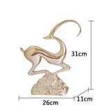 Abstract Deer Resin Sculptures – Modern Electroplated Ornaments (Singles & Pairs) - Single Rose Gold - 