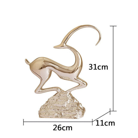Abstract Deer Resin Sculptures – Modern Electroplated Ornaments (Singles & Pairs) - Single Rose Gold - 