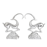Abstract Deer Resin Sculptures – Modern Electroplated Ornaments (Singles & Pairs) - Pair of Elegant Silver - 