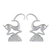 Abstract Deer Resin Sculptures – Modern Electroplated Ornaments (Singles & Pairs) - Pair of Antique Silver - 