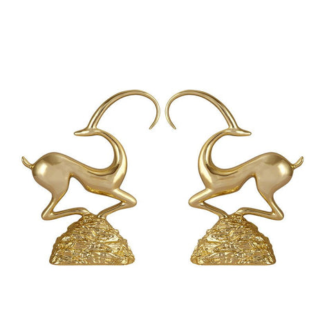 Abstract Deer Resin Sculptures – Modern Electroplated Ornaments (Singles & Pairs) - Pair of Bright gold - 