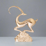 Abstract Deer Resin Sculptures – Modern Electroplated Ornaments (Singles & Pairs) - Pair of Antique Gold - 