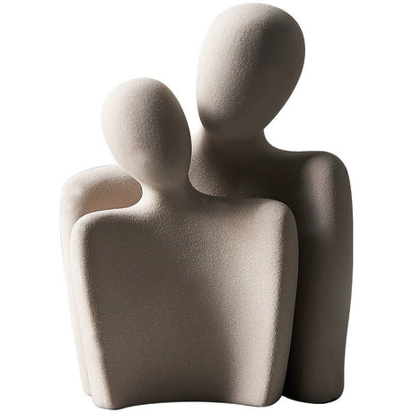 Abstract Embrace Couple Sculpture | Modern Resin Art Décor - Black & White - 