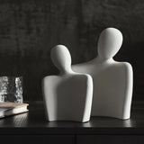 Abstract Embrace Couple Sculpture | Modern Resin Art Décor - Black & White - 