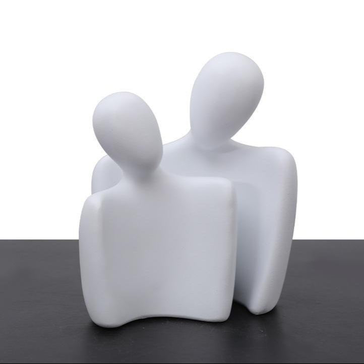 Abstract Embrace Couple Sculpture | Modern Resin Art Décor - Small white - 