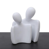Abstract Embrace Couple Sculpture | Modern Resin Art Décor - Small white - 
