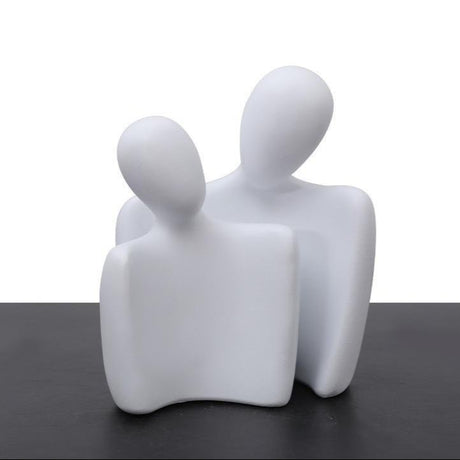 Abstract Embrace Couple Sculpture | Modern Resin Art Décor - Small white - 