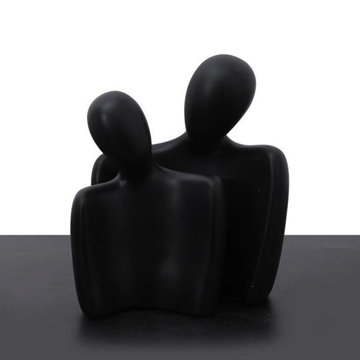 Abstract Embrace Couple Sculpture | Modern Resin Art Décor - Small Black - 