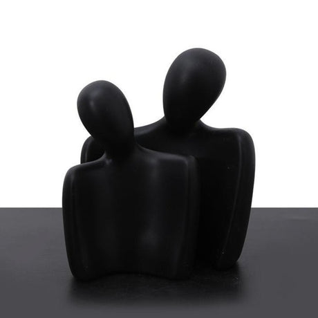 Abstract Embrace Couple Sculpture | Modern Resin Art Décor - Small Black - 