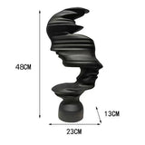 Abstract Face Sculpture – Modern Black & White Décor - Black - 