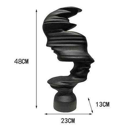 Abstract Face Sculpture – Modern Black & White Décor - Black - 
