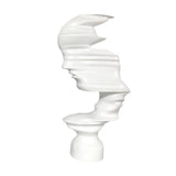 Abstract Face Sculpture – Modern Black & White Décor - White - 