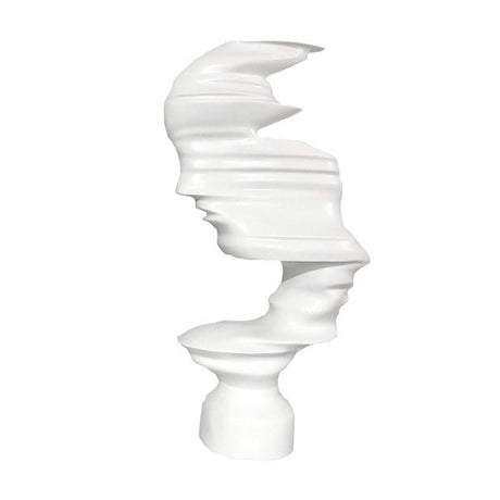 Abstract Face Sculpture – Modern Black & White Décor - White - 