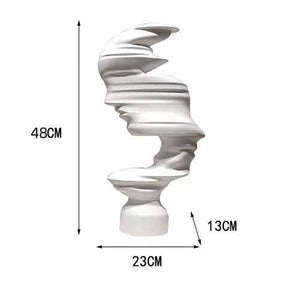 Abstract Face Sculpture – Modern Black & White Décor - White - 