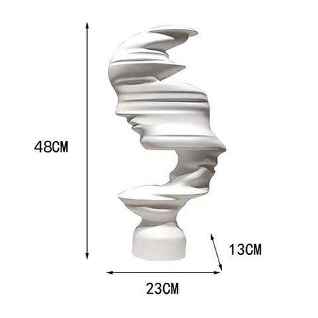 Abstract Face Sculpture – Modern Black & White Décor - White - 