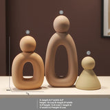 Abstract Family of Three Sculpture – Modern Resin Ornament - Multicolour - 