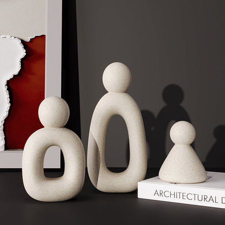 Abstract Family of Three Sculpture – Modern Resin Ornament - Multicolour - 