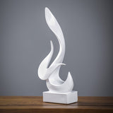 Abstract Flame Resin Sculpture – Modern Minimalist Black & White Art Décor - White - 
