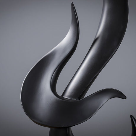 Abstract Flame Resin Sculpture – Modern Minimalist Black & White Art Décor - Black - 